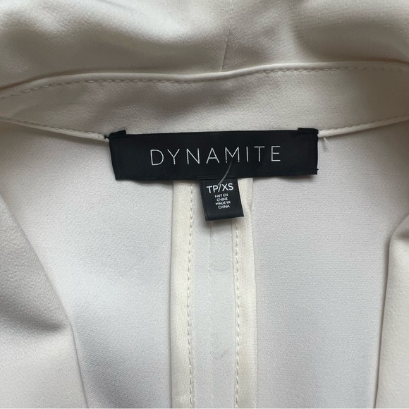 Dynamite white tuxedo wrap tunic/vest with black ribbon waist tie - Picture 7 of 8